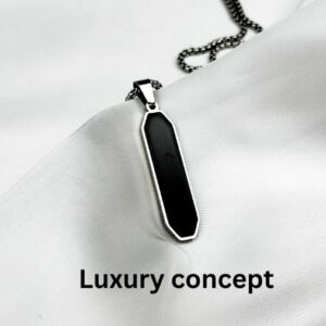 Men’s black stainless steel pendant necklace on white background – Luxury Concept BD
