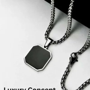 Men’s Stainless Steel Black Pendant Chain – Luxury Concept BD