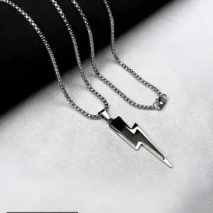 Men’s black stainless steel lightning pendant necklace – Luxury Concept BD