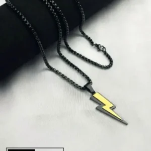 Men’s black stainless steel lightning pendant necklace – Luxury Concept BD