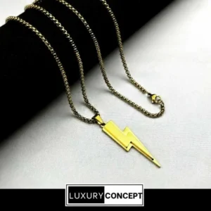 Men’s black stainless steel lightning pendant necklace – Luxury Concept BD