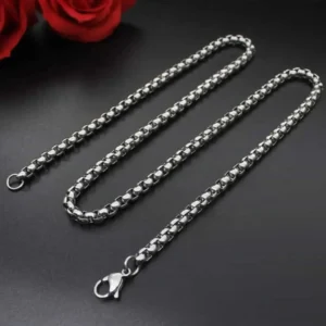 Men’s stainless steel silver box chain necklace – Luxury Concept BD