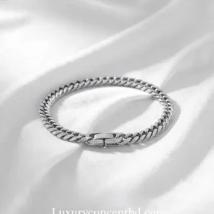 Premium Stainless Steel Cuban Link Bracelet – Silver Edition | Luxury Concept BD