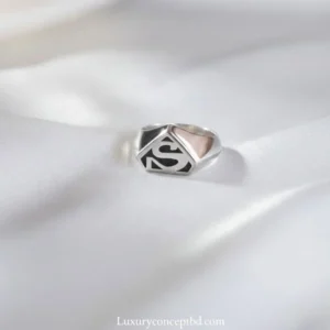 Silver Superman Shield Ring for Men – Luxury Concept BD